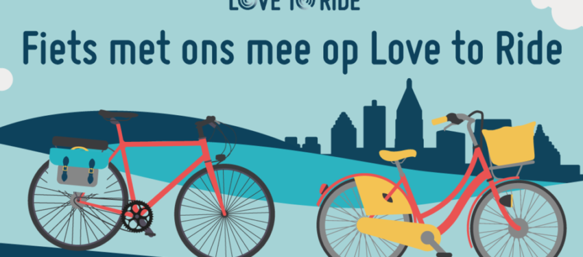 Illustratie van twee fietsen met de tekst Fiets met ons mee op Love to Ride